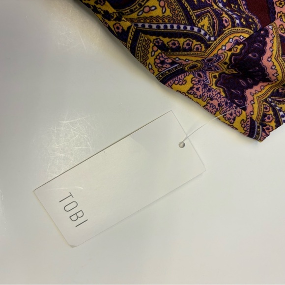 NWT Tobi Mauve and Gold Patterned Mini Dress 60's inspired vintage women's Small - Picture 6 of 12